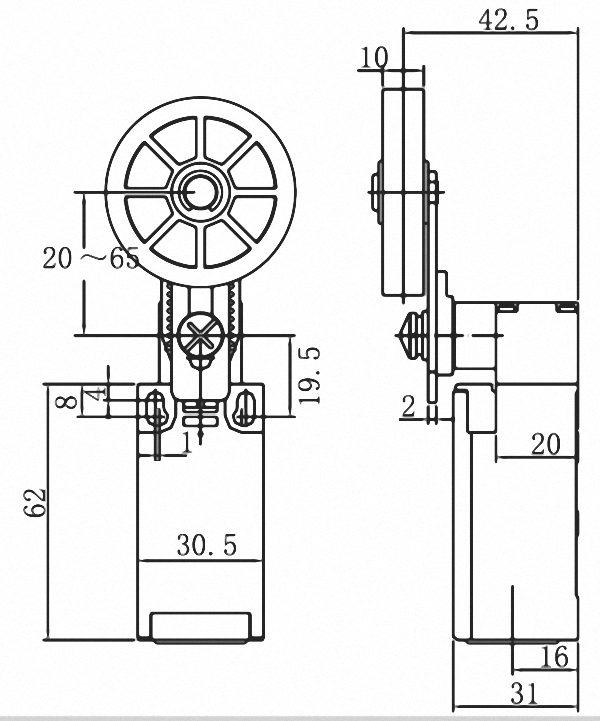 wymiary przełącznika SN4118