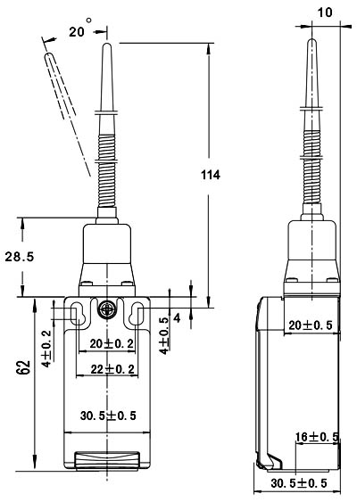wymiary przełącznika SN4166