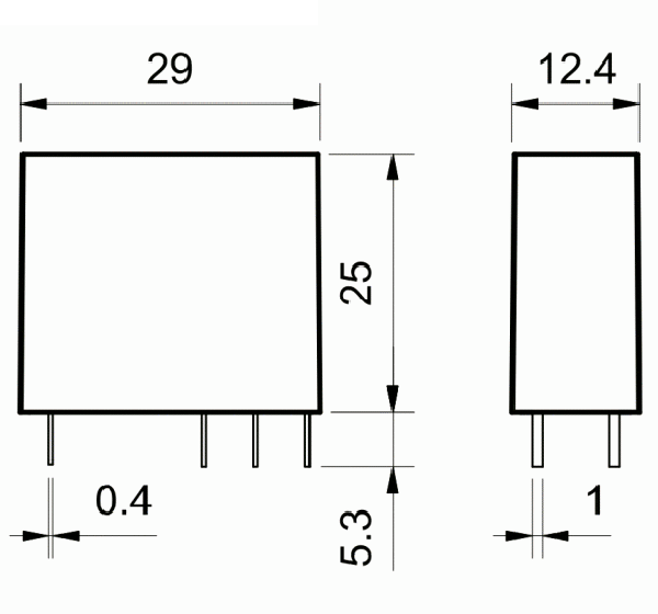 Przekaźnik Finder seria 40.51_wymiary