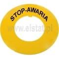 Tabliczka opisowa wyłącznika bezpieczeństwa; żółta; STOP-AWARIA; 30mm; PL